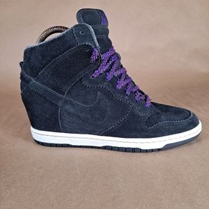 Nike Dunk Sky Hi White Black Suede Sneaker 528899-014 Women Sz 8.5